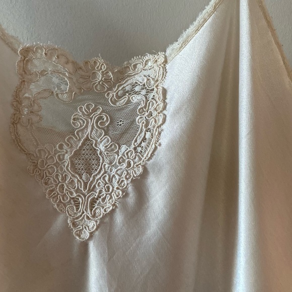 Vintage Silky Style Mini Slip Dress, Cream - M - Picture 3 of 6